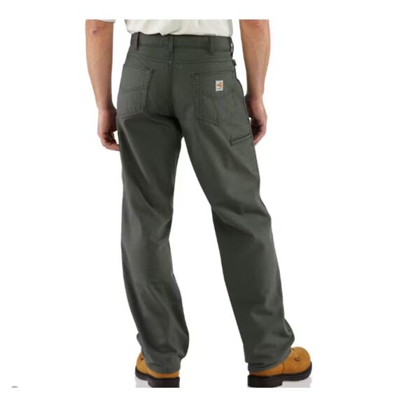 Carhartt Men's 34x32 Moss Green FR Loose Straight Canvas Pants Workwear K27-10 - Picture 2 of 10